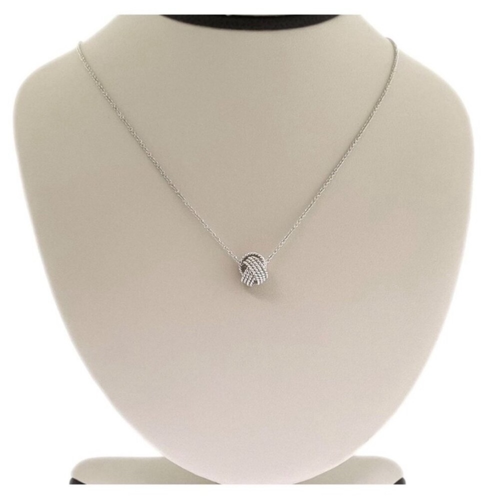 Tiffany & Co Sterling Silver Twist Knot Pendant Necklace 16” w/ Box - Picture 9 of 9